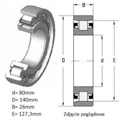ŁOŻYSKO  WALCOWE POPRZECZ. JEDNORZĘD. 