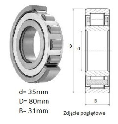 ŁOŻYSKO  WALCOWE POPRZECZ. JEDNORZĘD. 