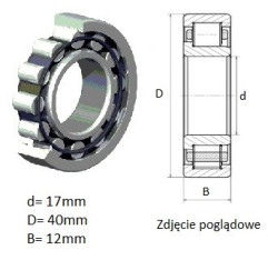ŁOŻYSKO  WALCOWE POPRZECZ. JEDNORZĘD. 