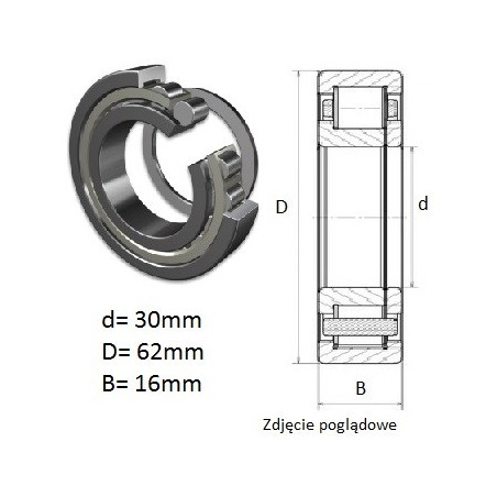 ŁOŻYSKO  WALCOWE POPRZECZ. JEDNORZĘD. 