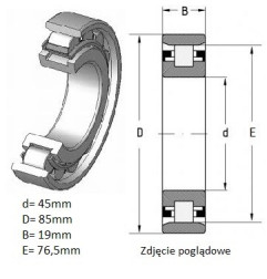 ŁOŻYSKO  WALCOWE JEDNORZĘDOWE N209E  CZECH