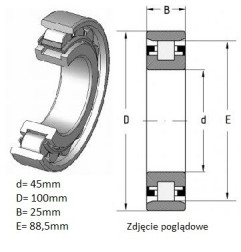 ŁOŻYSKO  WALCOWE JEDNORZĘDOWE