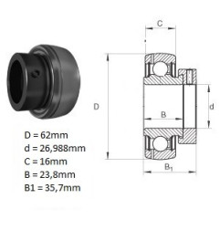 ŁOŻYSKO  SAMONASTAWNE D206-17G 