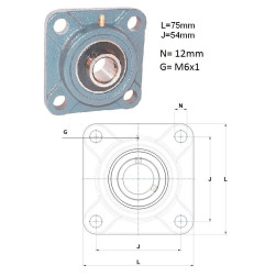 ZESPÓŁ ŁOŻYSKOWY UCF 203 - szerokość 76mm, rozstaw śrub 54mm ( FY17)