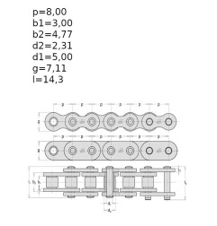 Łańcuch płytkowy BL823   P-25,4
