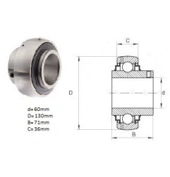 ŁOŻYSKO SAMONASTAWNE UC 312,  60x130x71/36