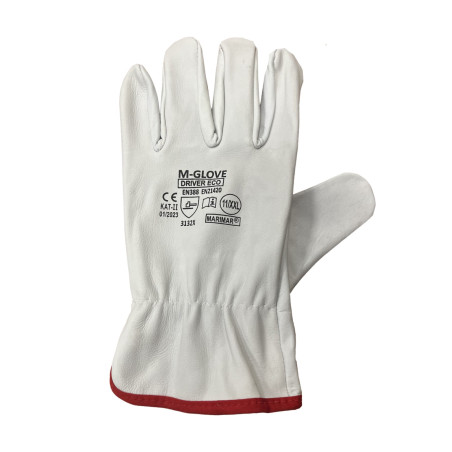 (6/10) 10,  DRIVER OCIEPLANE RĘKAWICE  M-GLOVE ( BIAŁE )  ROZMIAR 10