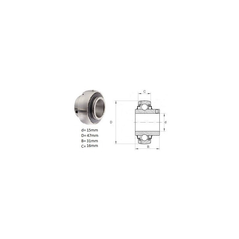 ŁOŻYSKO SAMONASTAWNE UC 202, nierdzewne