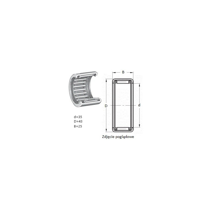 ŁOŻYSKO IGIEŁKOWE 942/35 bez pierścienia wew.  ( opak.zbiorcze )  