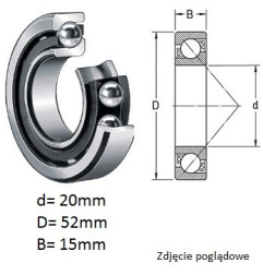 ŁOŻYSKO KULKOWE SKOŚNE JEDNORZĘD. 7304 BW kąt 40°, kosz stalowy