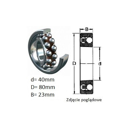 ŁOŻYSKO  KULKOWE WAHLIWE 2208 K TVH C3 