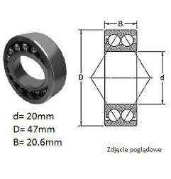 ŁOŻYSKO  KULKOWE SKOŚNE DWURZĘD. 5204  CZECH CZECH 