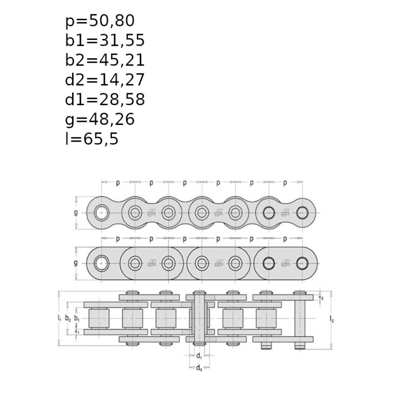 ŁAŃCUCH 32A-1R   160-1R (op. 2,5m)