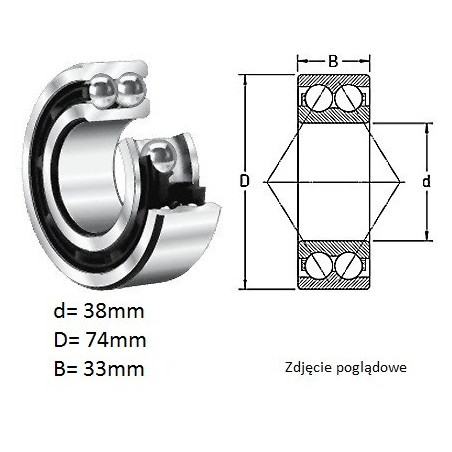 ŁOŻYSKO  SKOŚNE  DWURZĘD.KLIMA. 38 BWD-15 