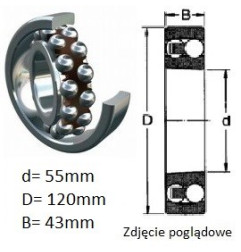 ŁOŻYSKO  KULKOWE WAHLIWE 2311 K TVH C3