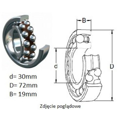 ŁOŻYSKO KULKOWE WAHLIWE 1306 TVH C3