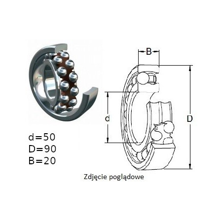 ŁOŻYSKO KULKOWE WAHLIWE 1210 TVH C3