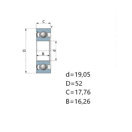 ŁOŻYSKO  205KR3 19,05X52X17,76-16,26