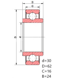 ŁOŻYSKO  206KR7 30X62X16-24