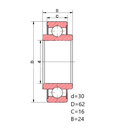 ŁOŻYSKO  206KR7 30X62X16-24