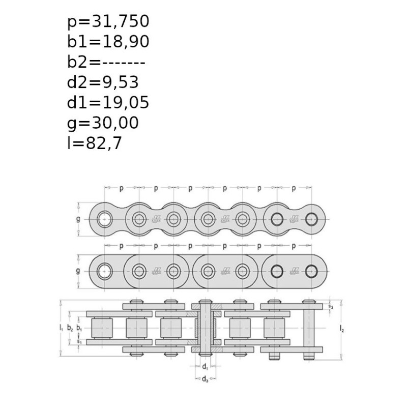 ŁAŃCUCH 20AH-2  Wzmocniony 100H-2R (op. 2,5m)